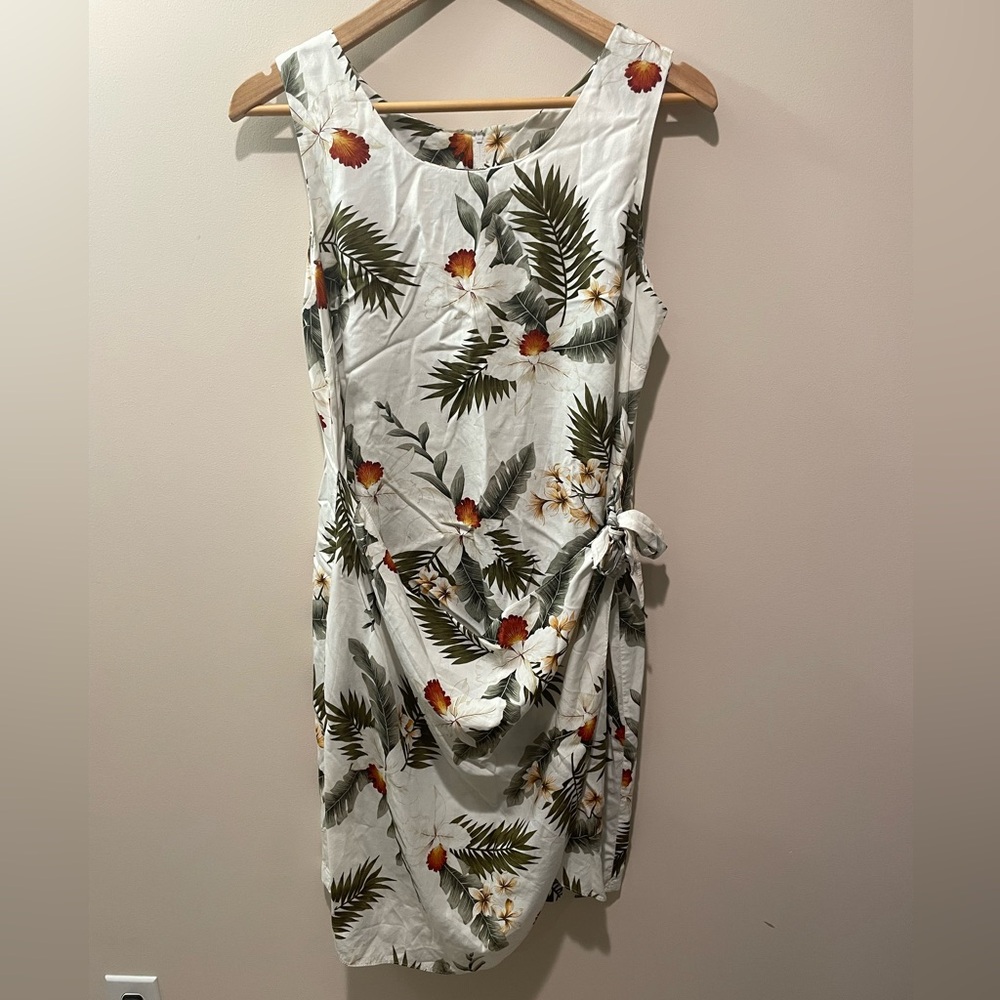 Hawaii Green and Brown Ruched Tie Front Midi Dress comfortable and lightweight